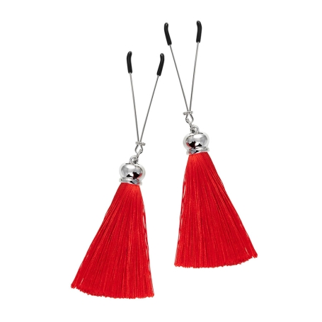 Зажимы на соски «Вилки» с кисточками из шелка